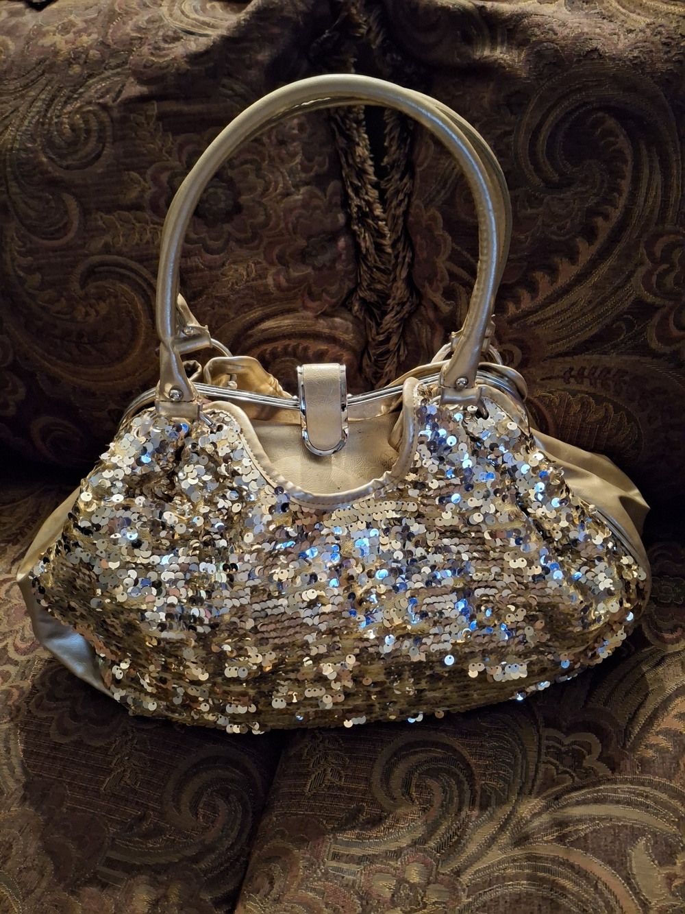 Gold Sequin Tote Handbag - Women Bags